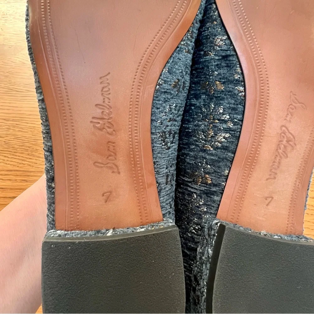 ⭐️ SAM EDELMAN NEW Size 7M US Blue Jordy Jacquard Loafers Shoes Embroidered